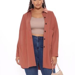 NWT Fashion Nova Delayza Shacket in Rust Size 1X